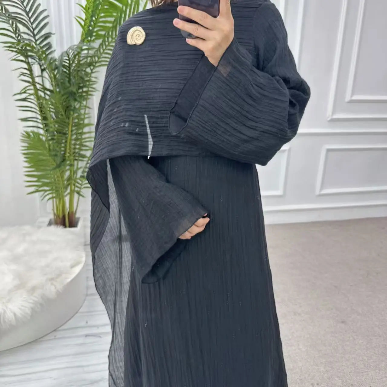 Two Piece Middle East Muslim Cardigan Set for Women Ramadan Eid Dubai Modest Abaya Dress Elegant Islam Solid Turkey Robe Outfit