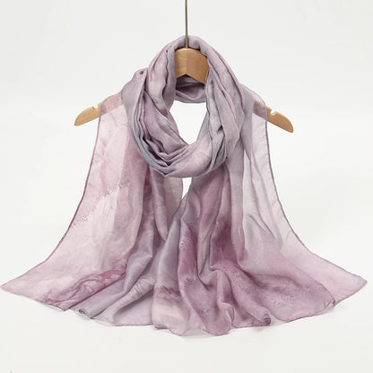 Watercolor Print Hijab Muslim Marble scarf Soft Breathable Sun Protection Lightweight Summer beach Wrap for Women