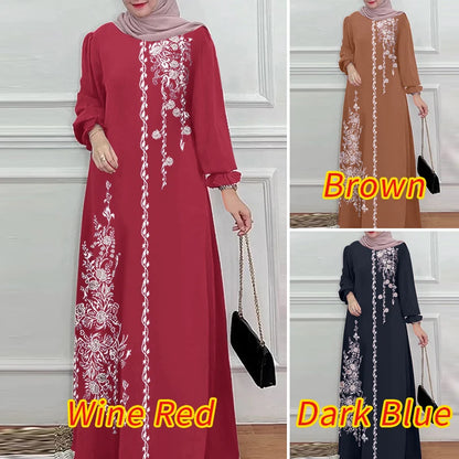 Autumn Muslim Dresses Vintage Dubai Turkey Abaya Hijab Sundress ZANZEA Women Bohemian Floral Printed Long Dress Robe Femme 2025