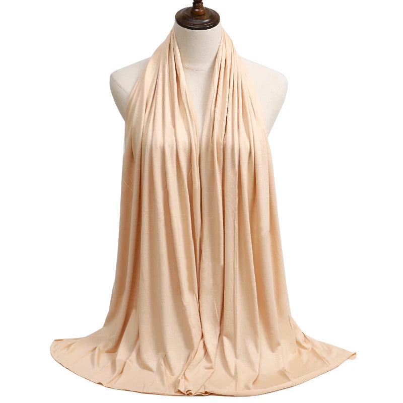New Jersey Womens Muslim Ramadan Fashion Modal Cotton Jersey Hijab Womens High Quality Solid Color Soft Hijab Long African Scarf