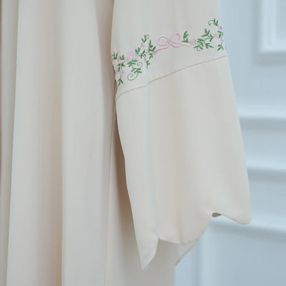 Luxurious Floral Embroidery Hijab Dress for Muslim Women Elegant Dubai Modest Abaya Eid Islam Party Jalabiya Turkey Kaftan Robe