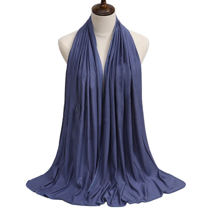 New Jersey Womens Muslim Ramadan Fashion Modal Cotton Jersey Hijab Womens High Quality Solid Color Soft Hijab Long African Scarf