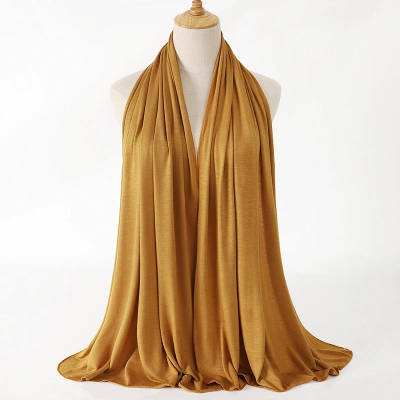 New Jersey Womens Muslim Ramadan Fashion Modal Cotton Jersey Hijab Womens High Quality Solid Color Soft Hijab Long African Scarf