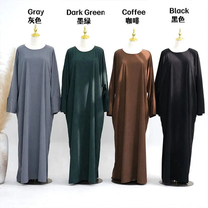 2025 Hot Sells Muslim Winter Abaya with Cuff Slits Middle East Style for Saudi Qatar Ramadan Celebrations and Chilly Season Wear