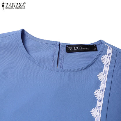 2025 Elegant O Neck Long Sleeve Dresses Women Autumn Maxi Dress ZANZEA Muslim Dubai Abaya Islamic Sundress Patchwork Vestidos