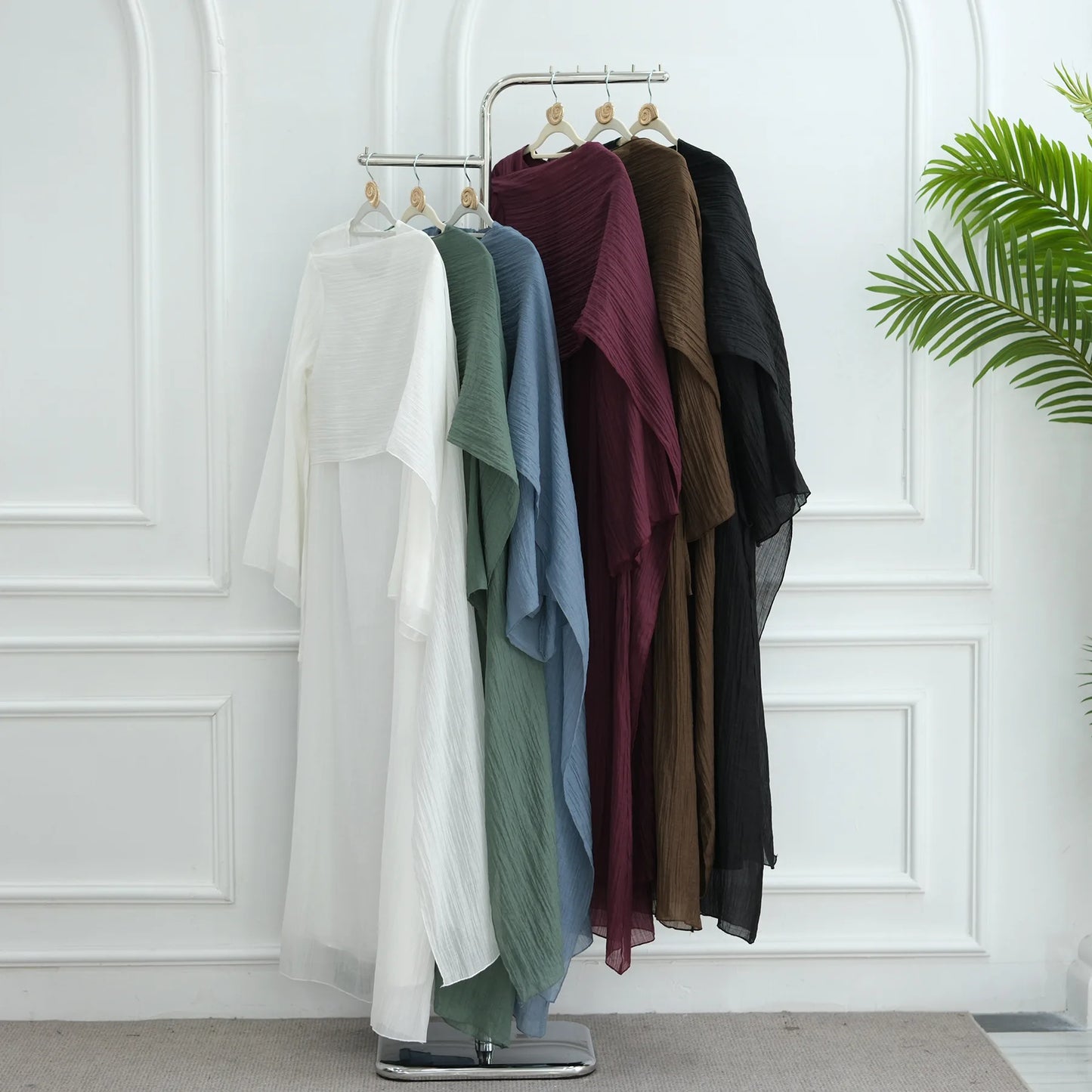 Two Piece Middle East Muslim Cardigan Set for Women Ramadan Eid Dubai Modest Abaya Dress Elegant Islam Solid Turkey Robe Outfit