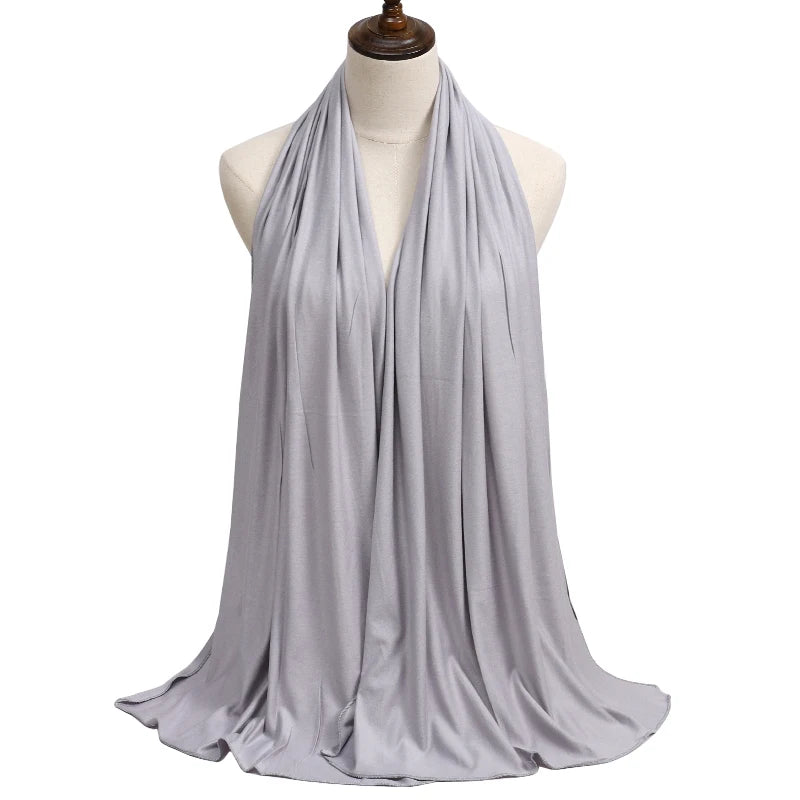 New Jersey Womens Muslim Ramadan Fashion Modal Cotton Jersey Hijab Womens High Quality Solid Color Soft Hijab Long African Scarf