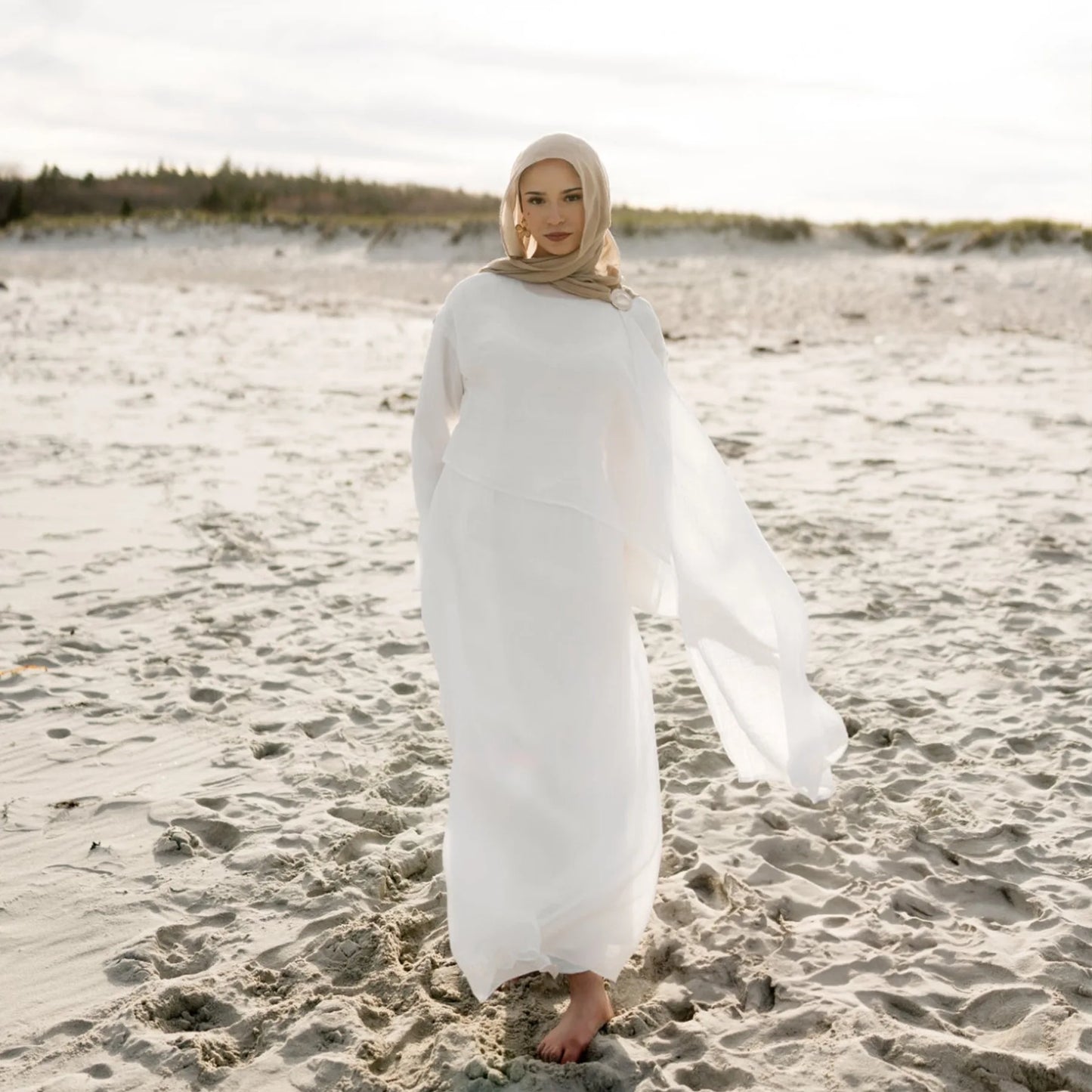 Two Piece Middle East Muslim Cardigan Set for Women Ramadan Eid Dubai Modest Abaya Dress Elegant Islam Solid Turkey Robe Outfit