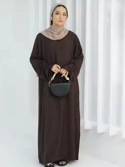 Eid Islamic Modest Dress for Women Abaya Lace-up Sleeve Morocco Casual Ramadan Vestidos Prayer Kaftan Dubai Muslim Long Robe