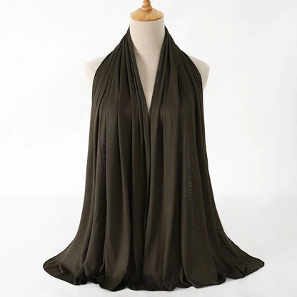 New Jersey Womens Muslim Ramadan Fashion Modal Cotton Jersey Hijab Womens High Quality Solid Color Soft Hijab Long African Scarf