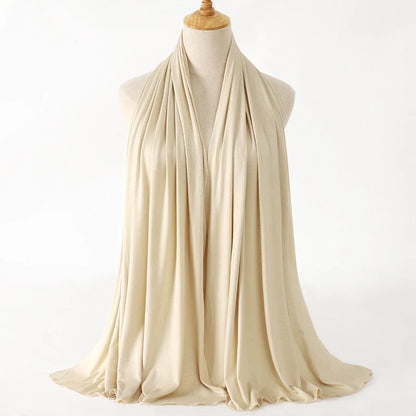 New Jersey Womens Muslim Ramadan Fashion Modal Cotton Jersey Hijab Womens High Quality Solid Color Soft Hijab Long African Scarf