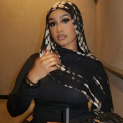 Watercolor Print Hijab Muslim Marble scarf Soft Breathable Sun Protection Lightweight Summer beach Wrap for Women