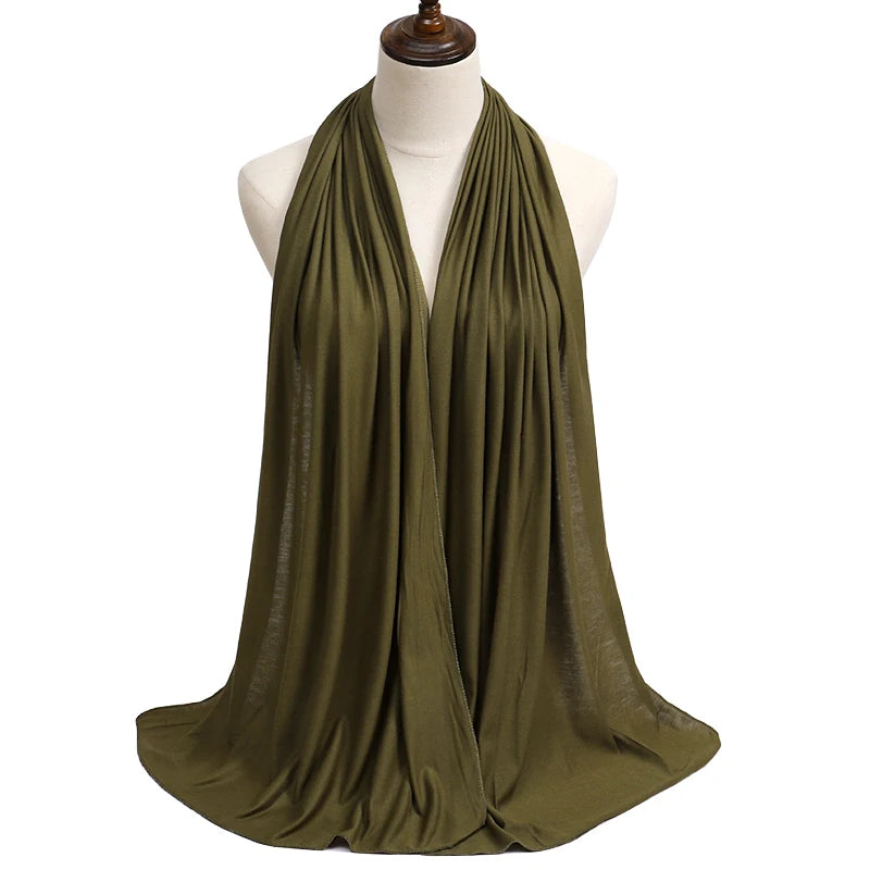 New Jersey Womens Muslim Ramadan Fashion Modal Cotton Jersey Hijab Womens High Quality Solid Color Soft Hijab Long African Scarf