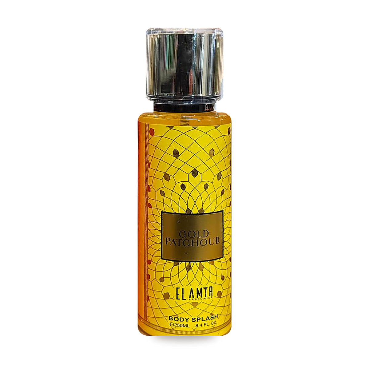 EL AMIR Gold Patchouli Body Splash 250 ml, gele fles met gouden etiket