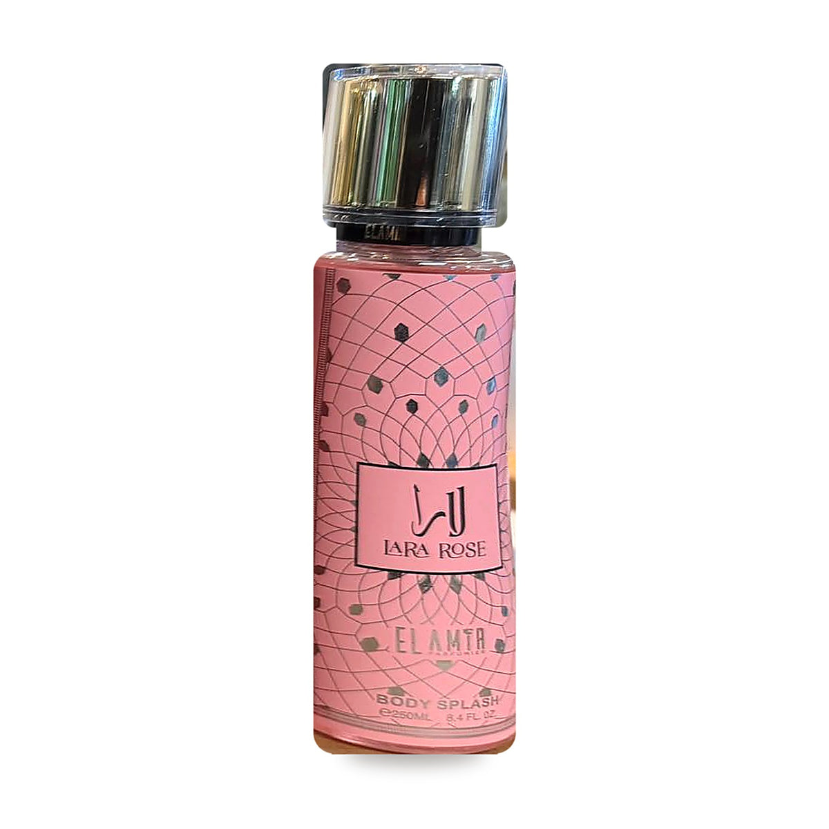 EL AMIR Lara Rose Body Splash 250 ml, roze fles met roze etiket